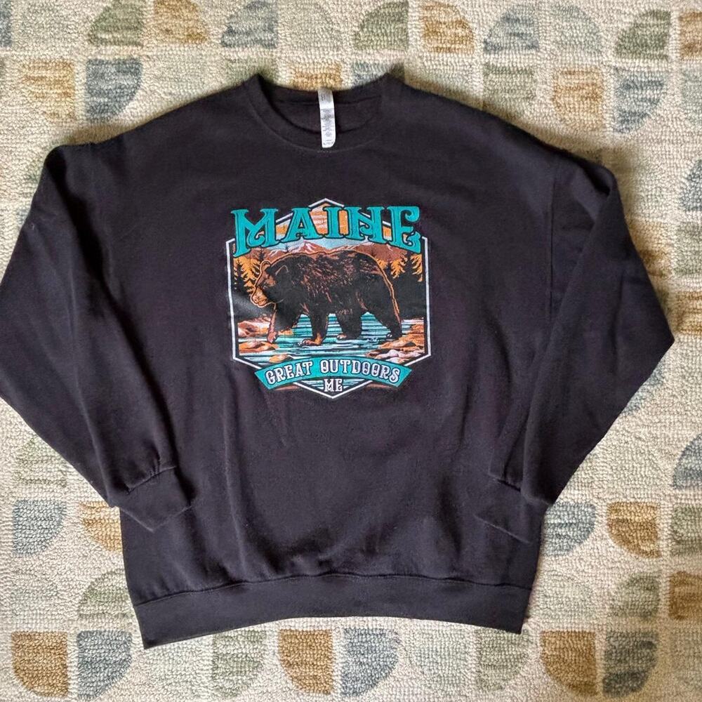 Maine Graphic Crewneck Sweatshirt Vintage Jerzees Bear Graphic Great Outdoors XL